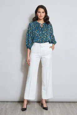 Elie Tahari Bottoms-Belted Crepe Pant
