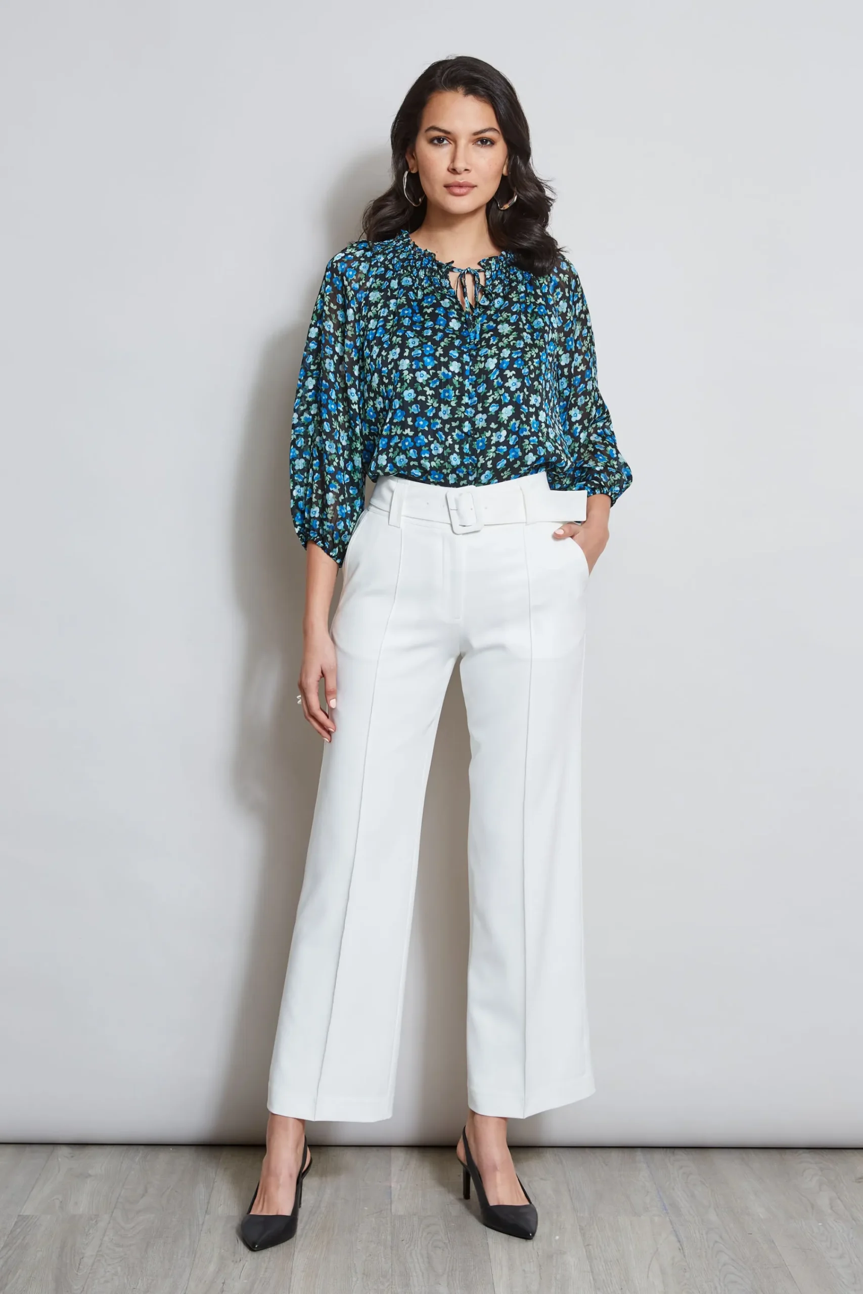 Elie Tahari Bottoms-Belted Crepe Pant