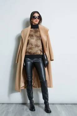 Elie Tahari Coats-Brushed Wrap Maxi Coat