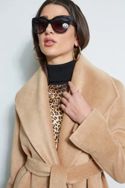 Elie Tahari Coats-Brushed Wrap Maxi Coat