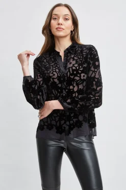 Elie Tahari Tops & Sweaters-Burnout Silk Velvet Burnout Shirt