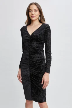 Elie Tahari Dresses & Jumpsuits-Burnout Velvet Ruched Dress