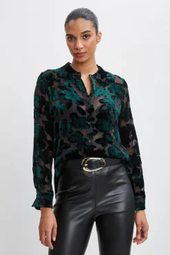 Elie Tahari Tops & Sweaters-Burnout Velvet Shirt