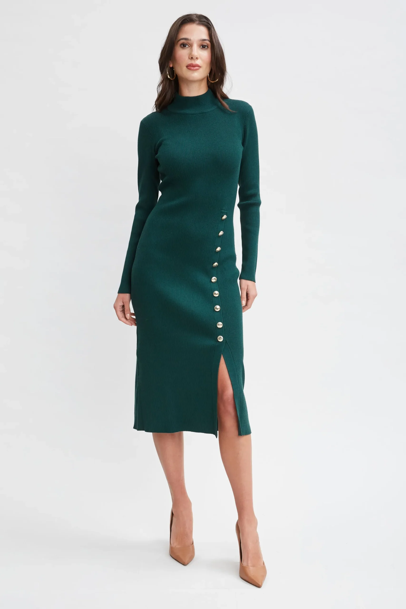 Elie Tahari Dresses & Jumpsuits|Long Sleeve Dresses-Button Sweater Dress