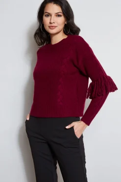 Elie Tahari Tops & Sweaters-Cable Knit Fringe Sweater