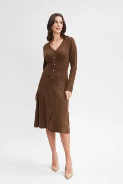 Elie Tahari Dresses & Jumpsuits|Long Sleeve Dresses-Cashmere Fit & Flare Dress