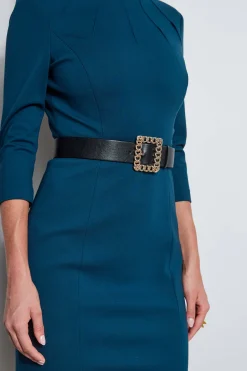 Elie Tahari Dresses & Jumpsuits|Long Sleeve Dresses-Chain Belt Dart Dress