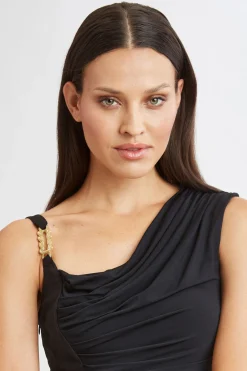 Elie Tahari Dresses & Jumpsuits|Sleeveless Dresses-Chain Detail Asymmetric Matte Jersey Dress