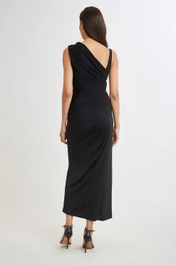 Elie Tahari Dresses & Jumpsuits|Sleeveless Dresses-Chain Detail Asymmetric Matte Jersey Dress