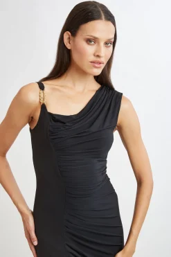 Elie Tahari Dresses & Jumpsuits|Sleeveless Dresses-Chain Detail Asymmetric Matte Jersey Dress