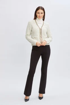 Elie Tahari Tops & Sweaters|Suiting-Chain Trim Metallic Cardigan