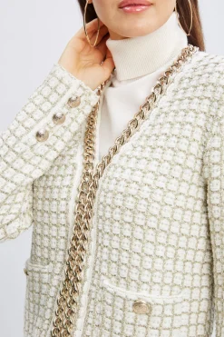 Elie Tahari Tops & Sweaters|Suiting-Chain Trim Metallic Cardigan