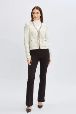 Elie Tahari Tops & Sweaters|Suiting-Chain Trim Metallic Cardigan
