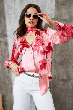 Elie Tahari Tops & Sweaters-Chelsea Floral Tie Neck Shirt