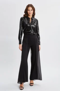 Elie Tahari Bottoms-Chiffon Panel Pant