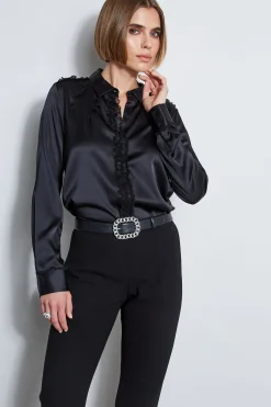 Elie Tahari Tops & Sweaters|Suiting-Chiffon Ruffle Silk Satin Shirt