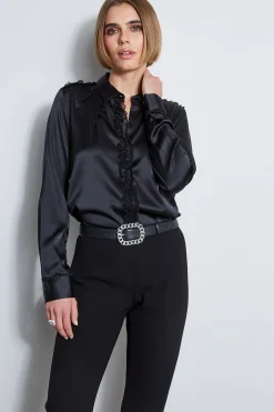 Elie Tahari Tops & Sweaters|Suiting-Chiffon Ruffle Silk Satin Shirt