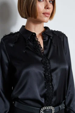 Elie Tahari Tops & Sweaters|Suiting-Chiffon Ruffle Silk Satin Shirt