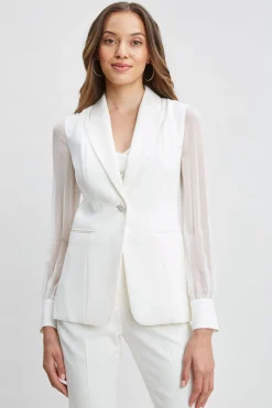 Elie Tahari Jackets & Blazers|Suiting-Chiffon Sleeve Jewel Button Blazer
