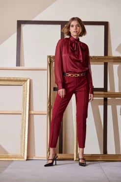 Elie Tahari Tops & Sweaters|Suiting-Chiffon Sleeve Silk Satin Tie Shirt