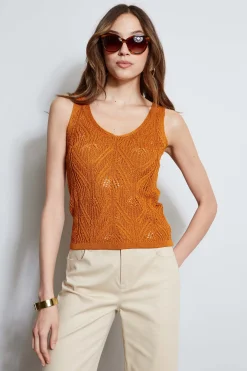 Elie Tahari Tops & Sweaters-Cotton Crochet V-Neck Sweater