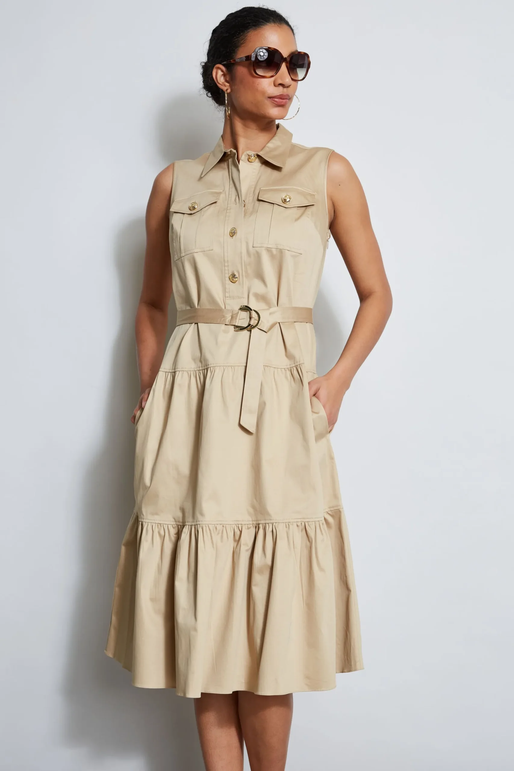 Elie Tahari Dresses & Jumpsuits|Sleeveless Dresses-Cotton Utility Dress