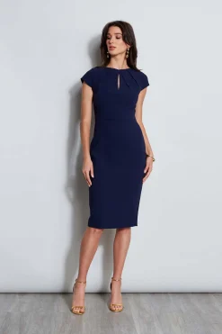 Elie Tahari Dresses & Jumpsuits|Short Sleeve Dresses-Crepe Keyhole Dart Dress