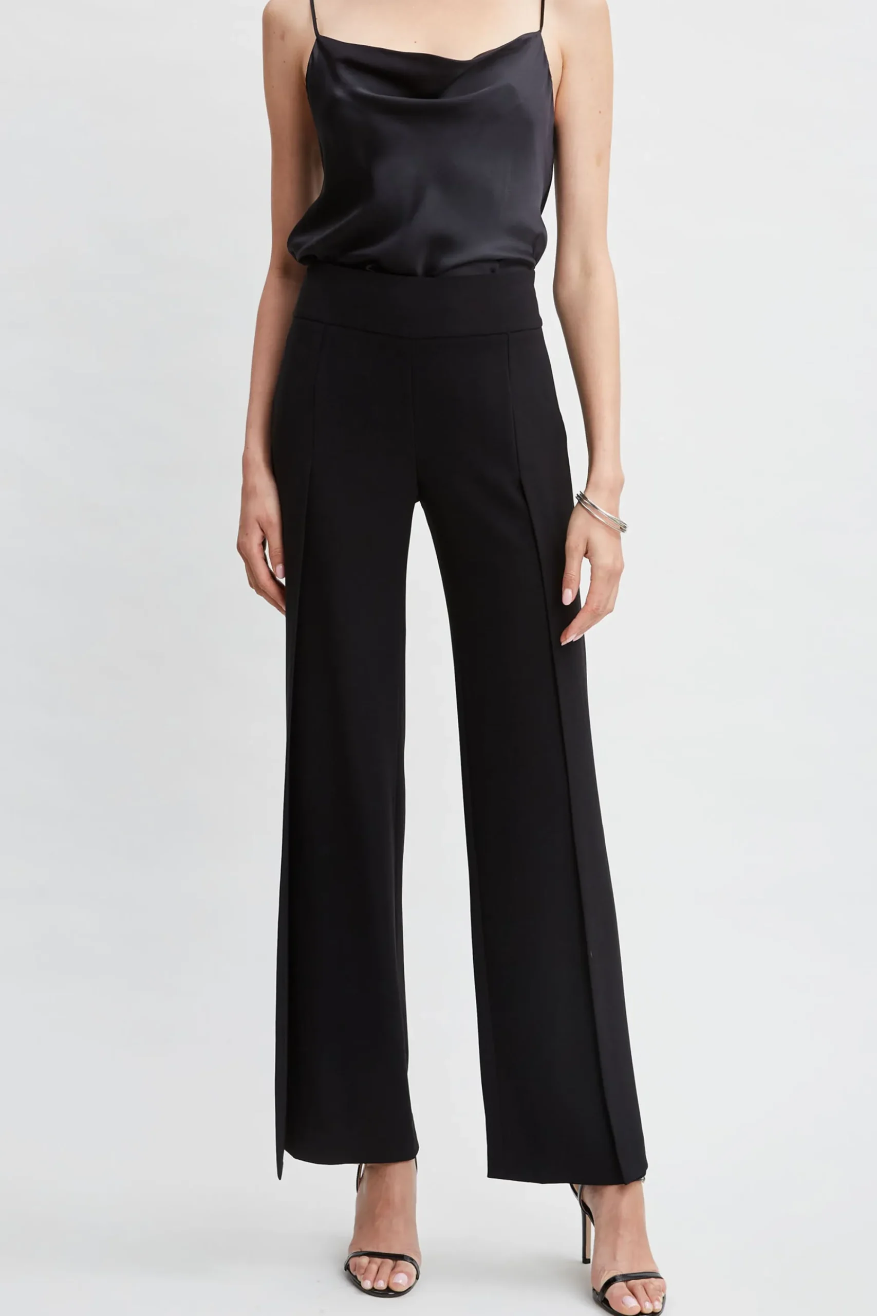 Elie Tahari Bottoms|Suiting-Crepe Overlay Slit Pant