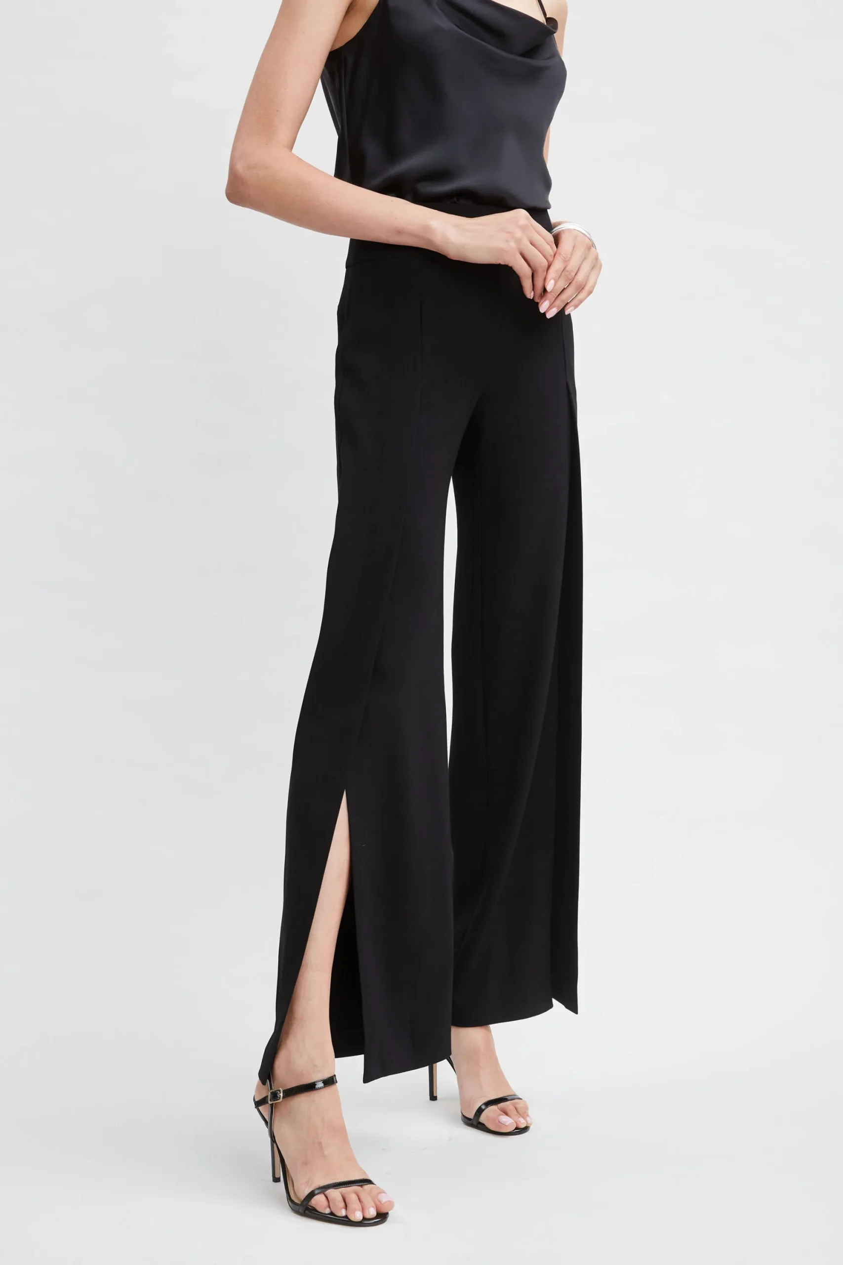 Elie Tahari Bottoms|Suiting-Crepe Overlay Slit Pant