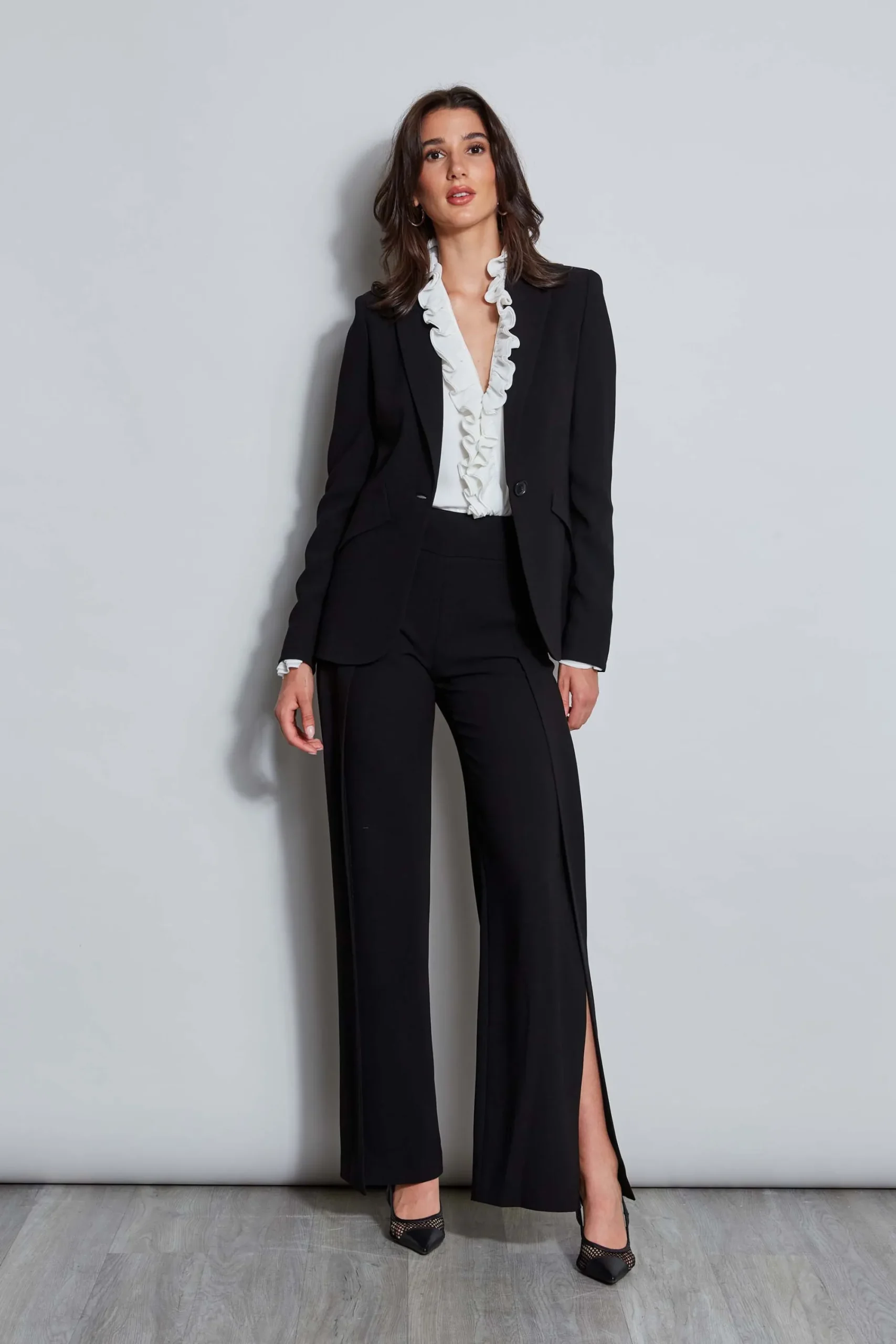 Elie Tahari Bottoms|Suiting-Crepe Overlay Slit Pant