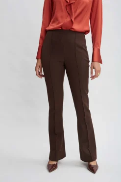 Elie Tahari Bottoms-Crepe Seam Slit Flare Pant