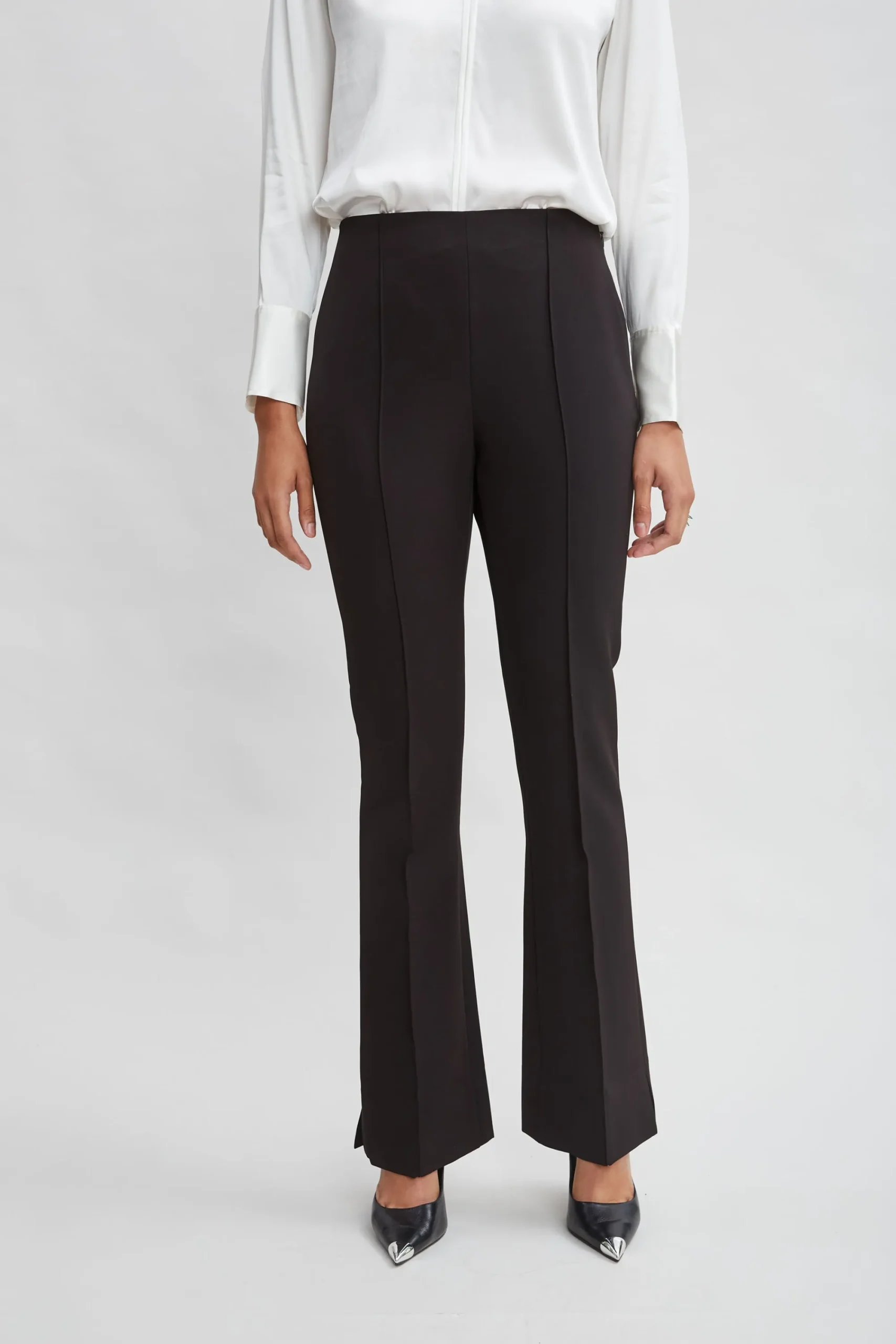 Elie Tahari Bottoms|Suiting-Crepe Seam Slit Flare Pant