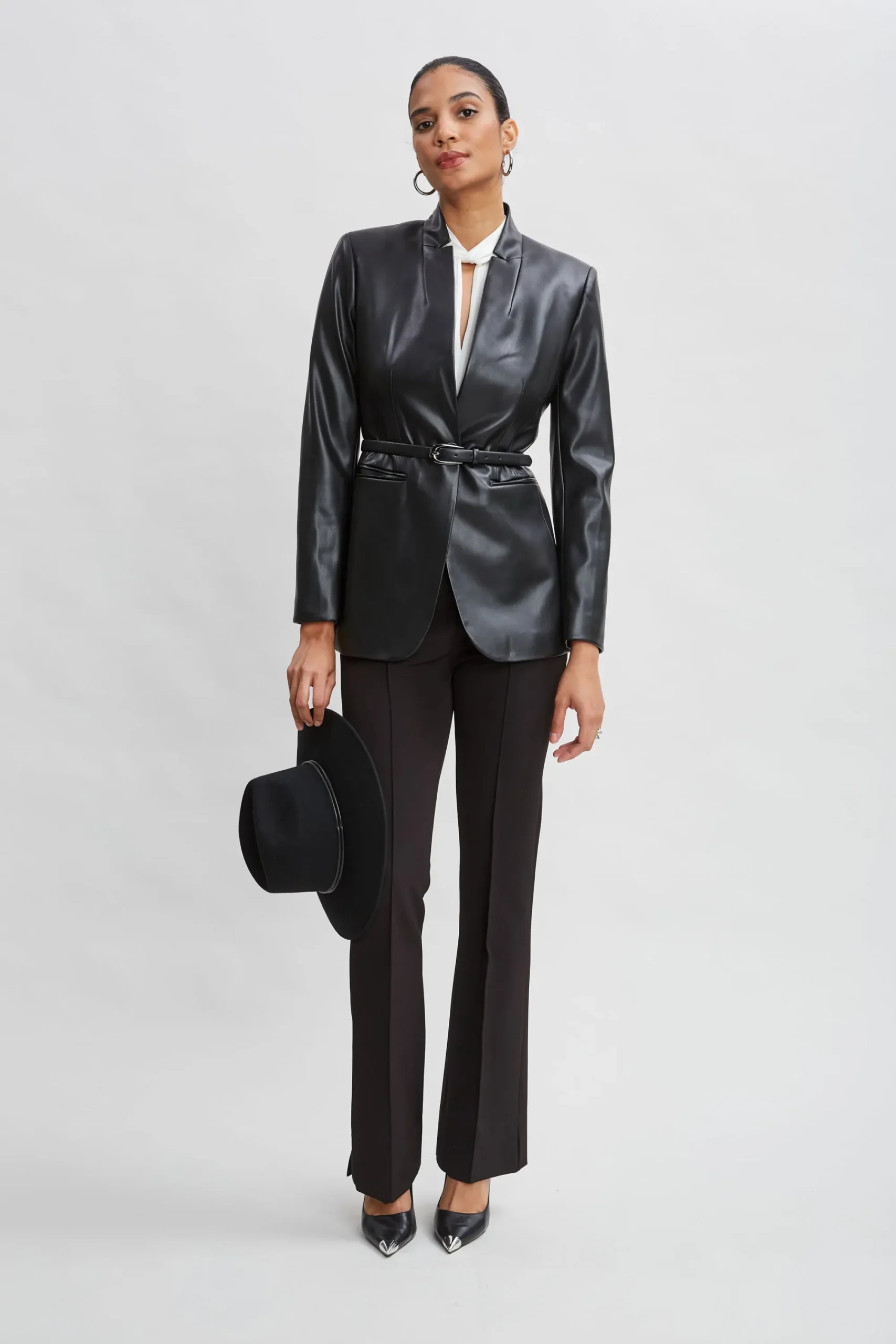 Elie Tahari Bottoms|Suiting-Crepe Seam Slit Flare Pant