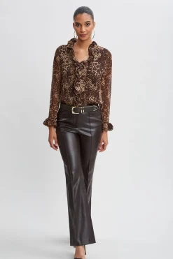 Elie Tahari Tops & Sweaters-Crinkle Chiffon Safari Blouson Shirt