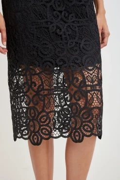 Elie Tahari Bottoms-Crochet Lace Midi Skirt