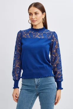 Elie Tahari Tops & Sweaters-Crochet Long Sleeve Sweater