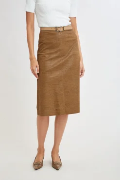 Elie Tahari Bottoms|Suiting-Croco Embossed Vegan Leather Midi Skirt