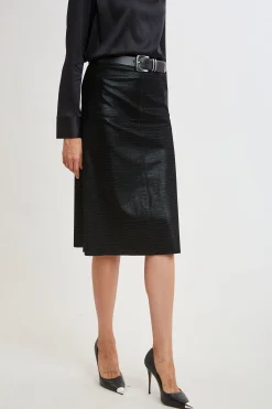 Elie Tahari Bottoms|Suiting-Croco Embossed Vegan Leather Midi Skirt