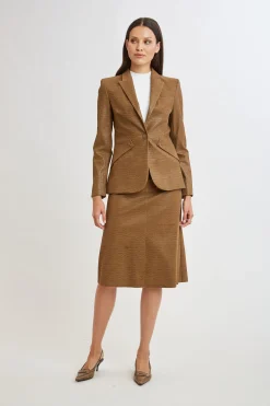 Elie Tahari Jackets & Blazers|Suiting-Croco Embossed Vegan Leather Panel Blazer