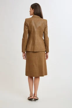 Elie Tahari Jackets & Blazers|Suiting-Croco Embossed Vegan Leather Panel Blazer