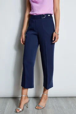 Elie Tahari Bottoms-Cropped Wide Leg Belted Pant