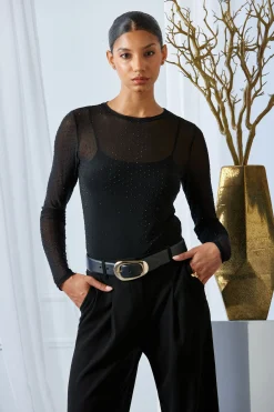 Elie Tahari Tops & Sweaters-Crystal Mesh Long Sleeve Knit