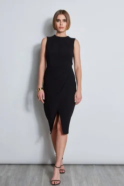 Elie Tahari Dresses & Jumpsuits|Sleeveless Dresses-Dart Neck Faux Wrap Dress