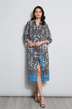 Elie Tahari Dresses & Jumpsuits|Midi Dresses-Eclipse Scarf Print Shirt Dress