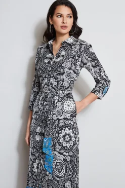 Elie Tahari Dresses & Jumpsuits|Midi Dresses-Eclipse Scarf Print Shirt Dress