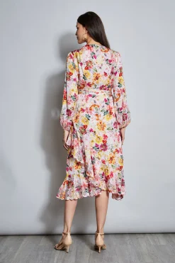 Elie Tahari Dresses & Jumpsuits|Long Sleeve Dresses-Embroidered Floral Wrap Dress