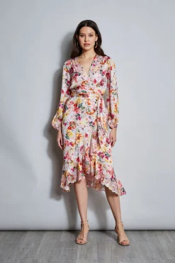 Elie Tahari Dresses & Jumpsuits|Long Sleeve Dresses-Embroidered Floral Wrap Dress