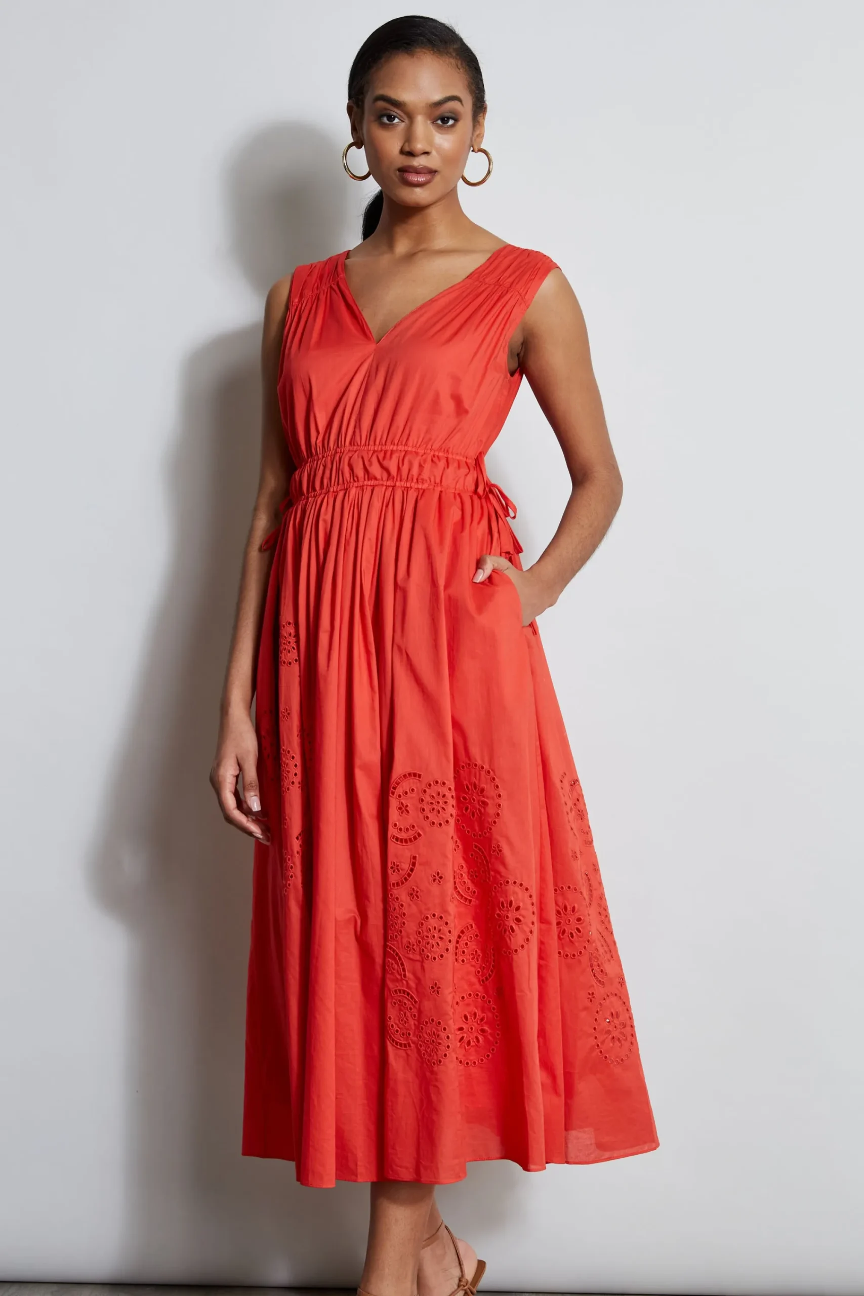 Elie Tahari Dresses & Jumpsuits|Sleeveless Dresses-Embroidered Midi Dress