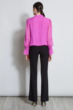 Elie Tahari Tops & Sweaters-Embroidered Sleeve Blouson Shirt