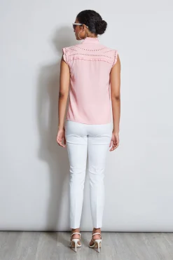 Elie Tahari Tops & Sweaters-Embroidered Sleeveless Shirt